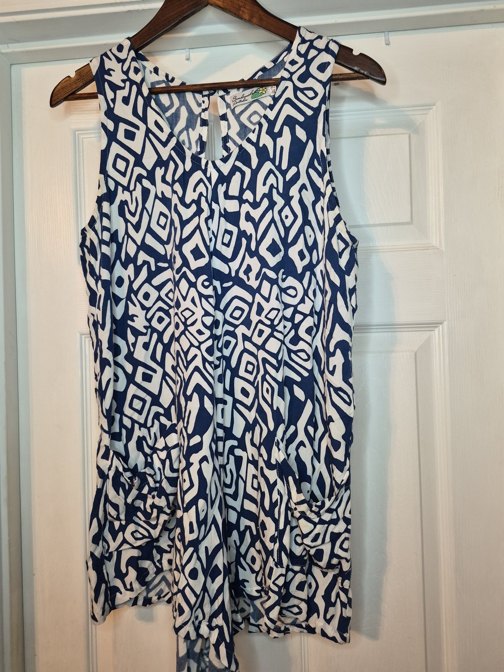 Sundrenched Australia Blue & White Geometric Sleeveless Romper L/XL 12-14